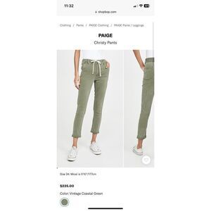 PAIGE Christy Pants Vintage Coastal Green Size 25